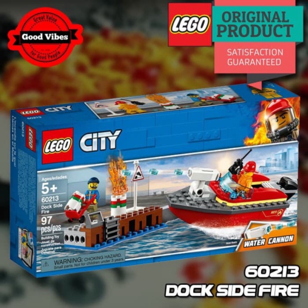 Dijual Side Edukasi Original Murah Kapal 60213 - Fire LEGO Anak Mainan CITY Dock