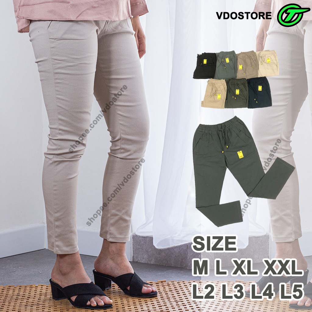 CELANA JOGGER WANITA STRETCH SIZE M-L5 JUMBO KATUN TWILL BAGGY PANTS PREMIUM JOGER BAGY CEWEK