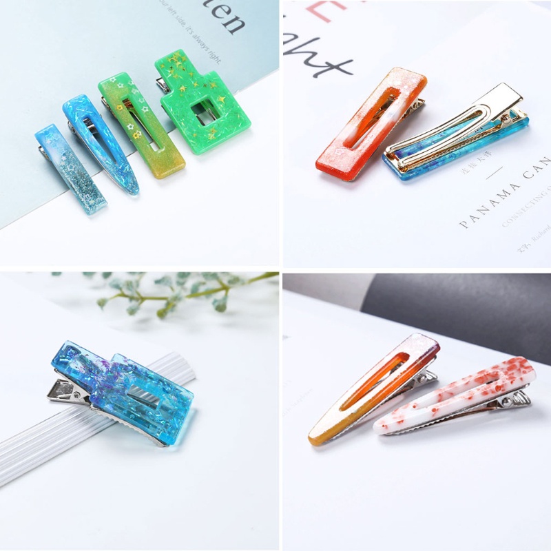 SIY  4 Shapes Handmade Hair Clips Jewelry Resin Casting Mold Geometric Hair Clip Barrettes Silicone Mold Jewelry Making Tools