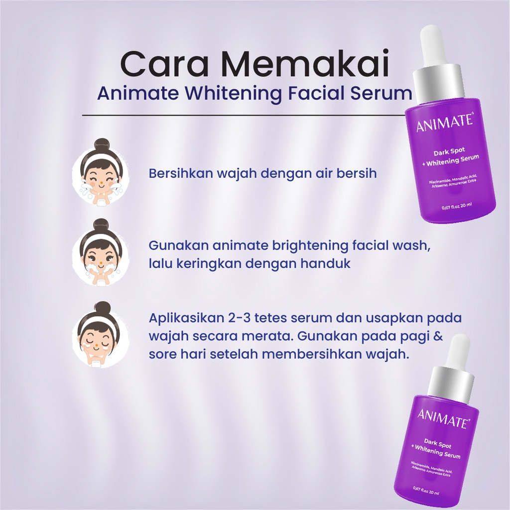 Animate Dark Spot + Whitening Serum 20 ml Serum Penghilang Flek Hitam / Pemutih Wajah