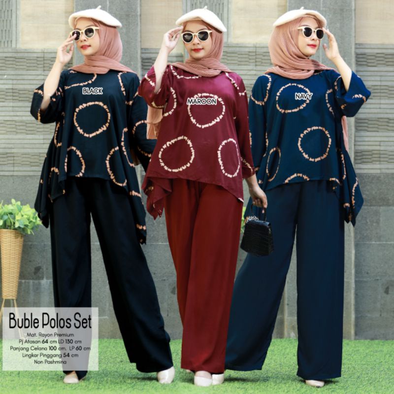 BUBLE POLOS SET BAJU SETELAN PANT BY ORI NAURA