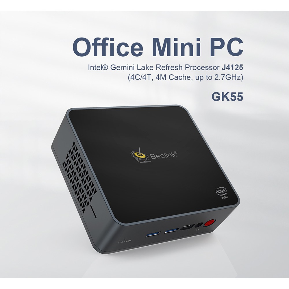 Mini PC Beelink GK55 8/128GB SSD J4125 Intel Gemini Lake Quadcore Dual LAN HDMI WiFi Windows 10