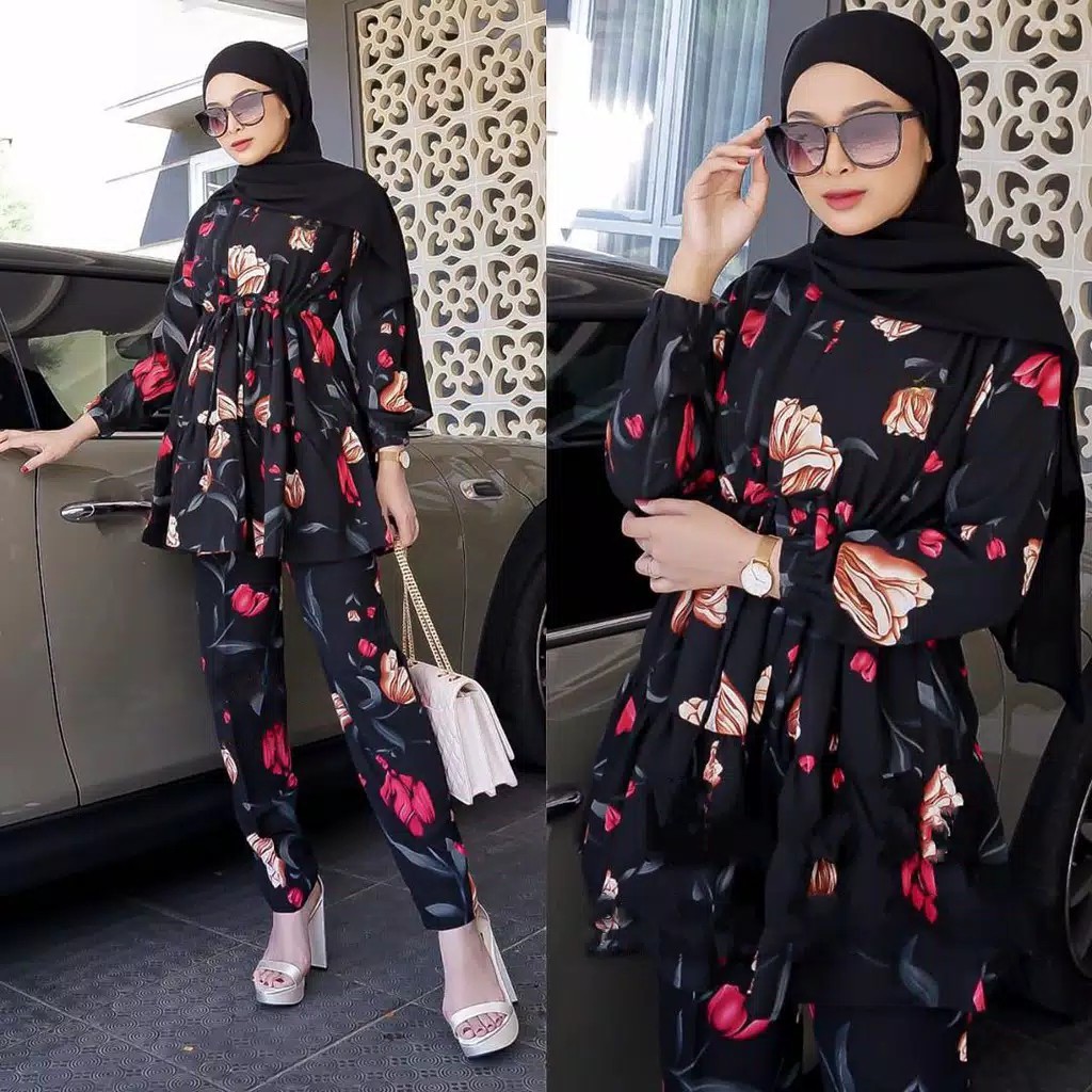 Musco Set STELAN MOTIF KATUN MONALISA TERLARIS Pakaian Muslim Pakaian Wanita