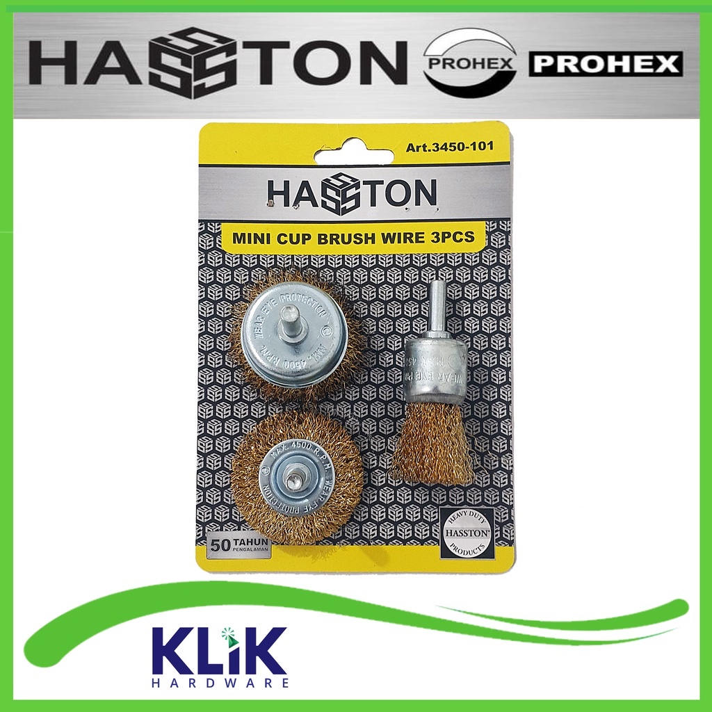 HASSTON Sikat Kawat Bor Mangkok Grinder Gerinda Set 3 Pcs Mini Cup Brush Wire