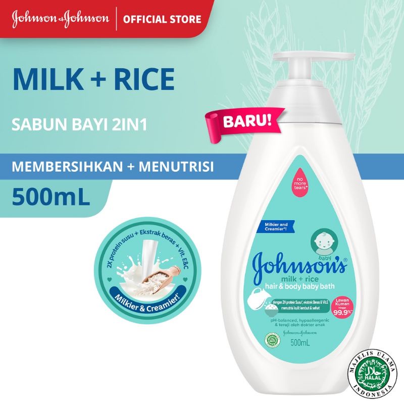 johnson &amp; johnson baby bath milk+rice 500ml