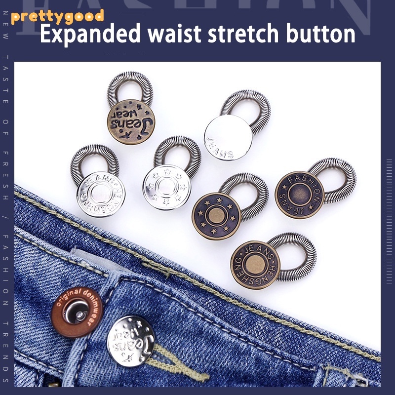 PrettygoodPembesar Kancing Celana Jeans Dilepas Tombol Peluncuran Teleskopik Adjustable Universal Buckle Extended -PD