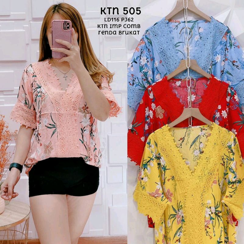 BLOUSE RENDA MOTIF BUNGA WANITA