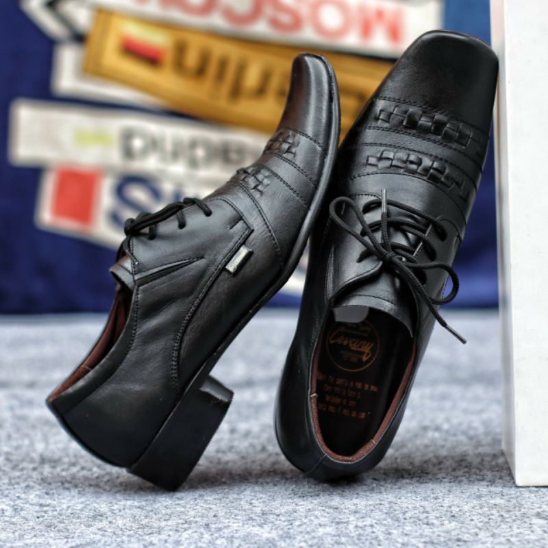 SHAMAK BLACK Sepatu Pantofel Pria Hitam Kulit Asli Pentopel Formal Casual Kantor Kondangan Original