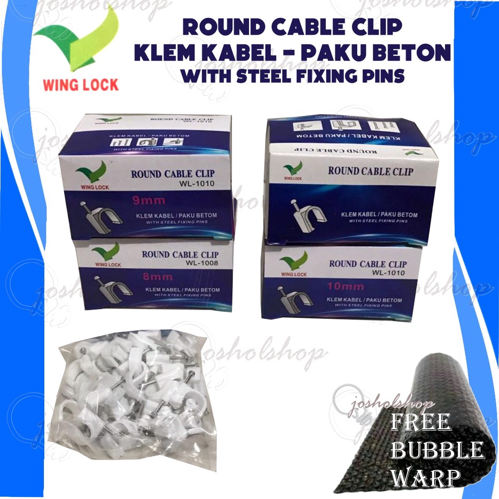 Winglock Klem Kabel Paku Beton / Round Cable Clip 8mm / 9mm / 10mm / 12mm