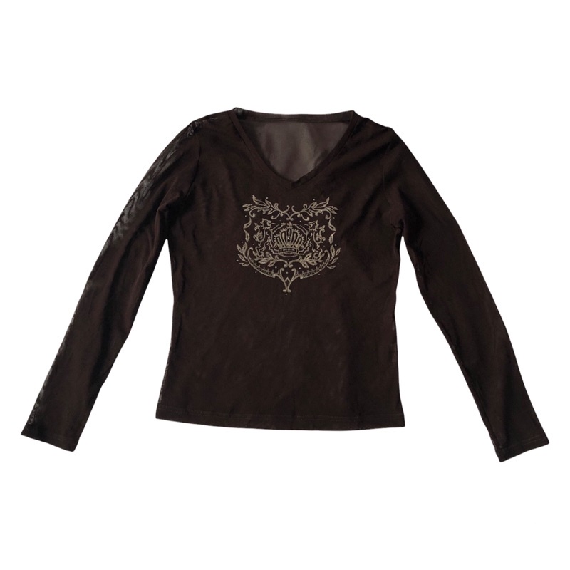 brown mesh top