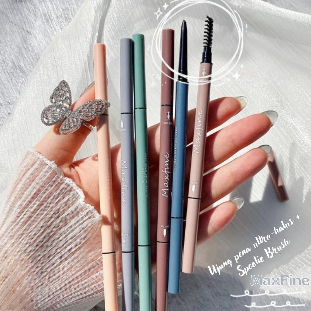 Pensil Alis Ultra-Halus Eyebrow Pensil Alis Waterproof Double Head Plus Spoolie Brush by Maxfine