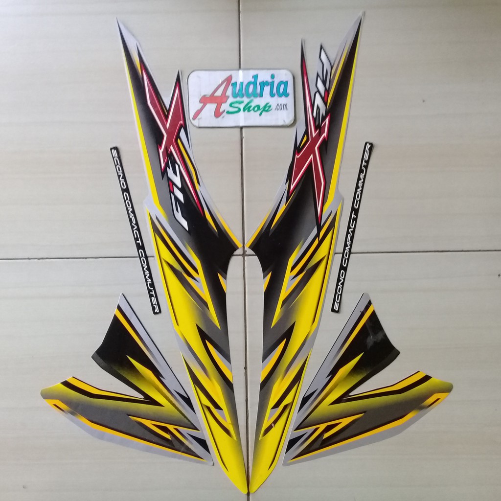 Stiker Striping Motor Honda Supra Fit X 2008 Silver-Kuning