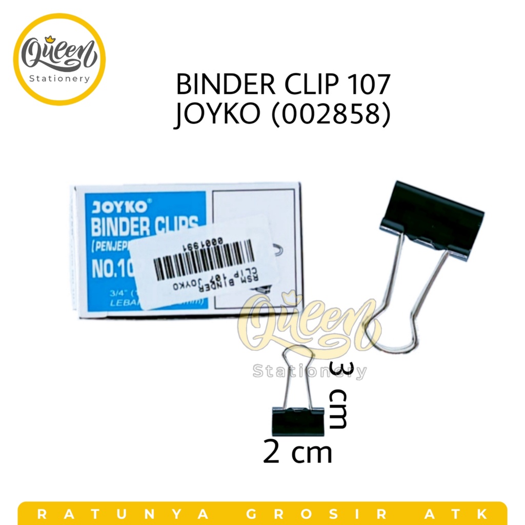 

1 KOTAK (12 PCS) BINDER CLIP 107 JOYKO (002858) / PENJEPIT KERTAS / PENJEPIT DOKUMEN / PENJEPIT DOKUMEN / BINDERCLIP / KLIP KERTAS