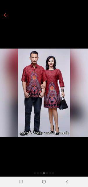 Qnunbatik Batik Keluarga/family Dress Orchid Merah