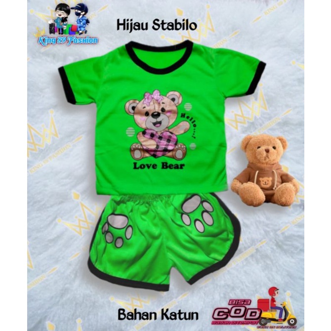 setelan anak playset # CUPA CUPS # MOTIF LOVE BEAR # setelan anak balita...