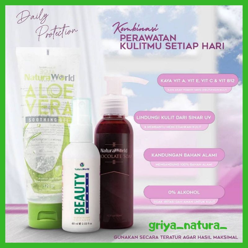 Paket Glowing Naturaworld 100% ORI | Natura World Beauty Spray | Masker Wajah Aloe Vera | Natura
