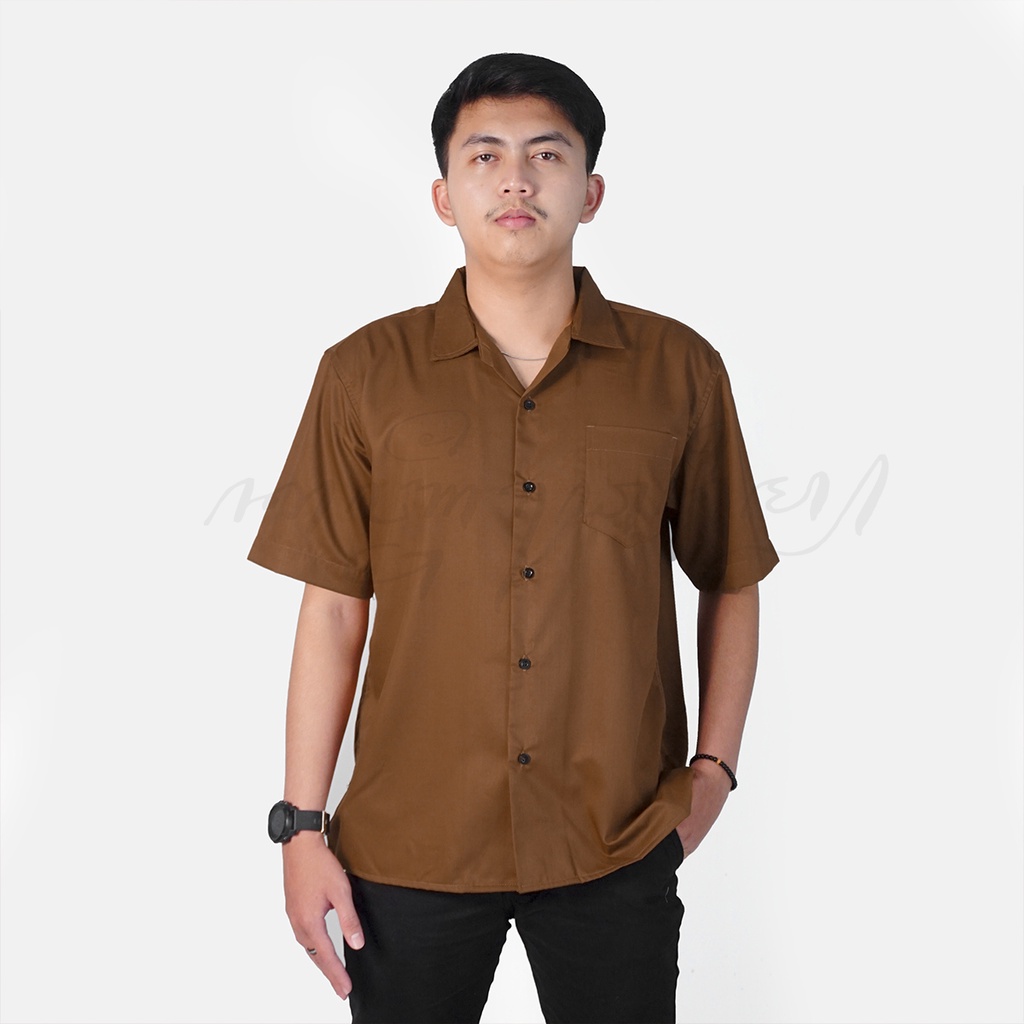 Kemeja pria lengan pendek casual Tojiro open collar Original