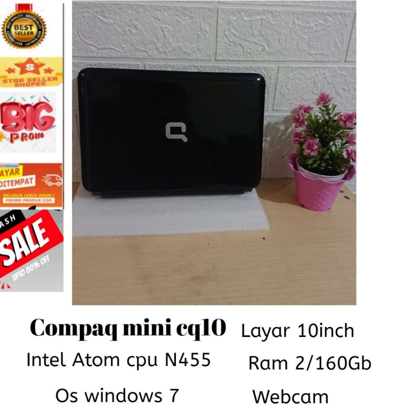 CUCI GUDANG KOMPUTER  NOTEBOOK HP COMPAQ MINI/RAM 2/160Gb SLIM RINGAN DAN AWET COCOK  BUAT KERJA DAN SEKOLAH  SECOND BERKUALITAS