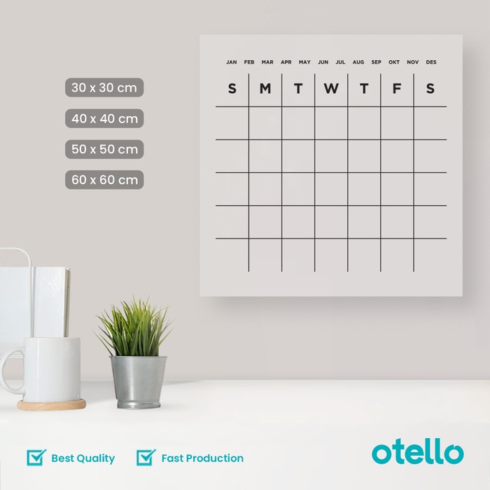 

(BISA COD) Otello - Monthly Planner Akrilik Wall Planner Calendar Acrylic Planner - Putih, 30 x 30 cm