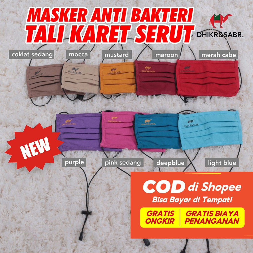 Baru  MASKER DHIKR AND SABR Tali Serut ORIGINAL ANTIBACTERIAL MASK by Dhikr&Sabr Bandung