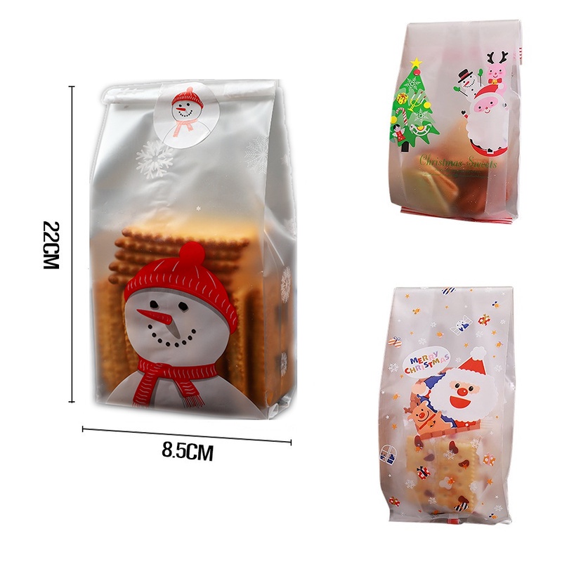 Cute Snowmen Santa Claus Xmas Tree Style Gift Bags/ Christmas Cookie Candy Biscuit Packaging Bag