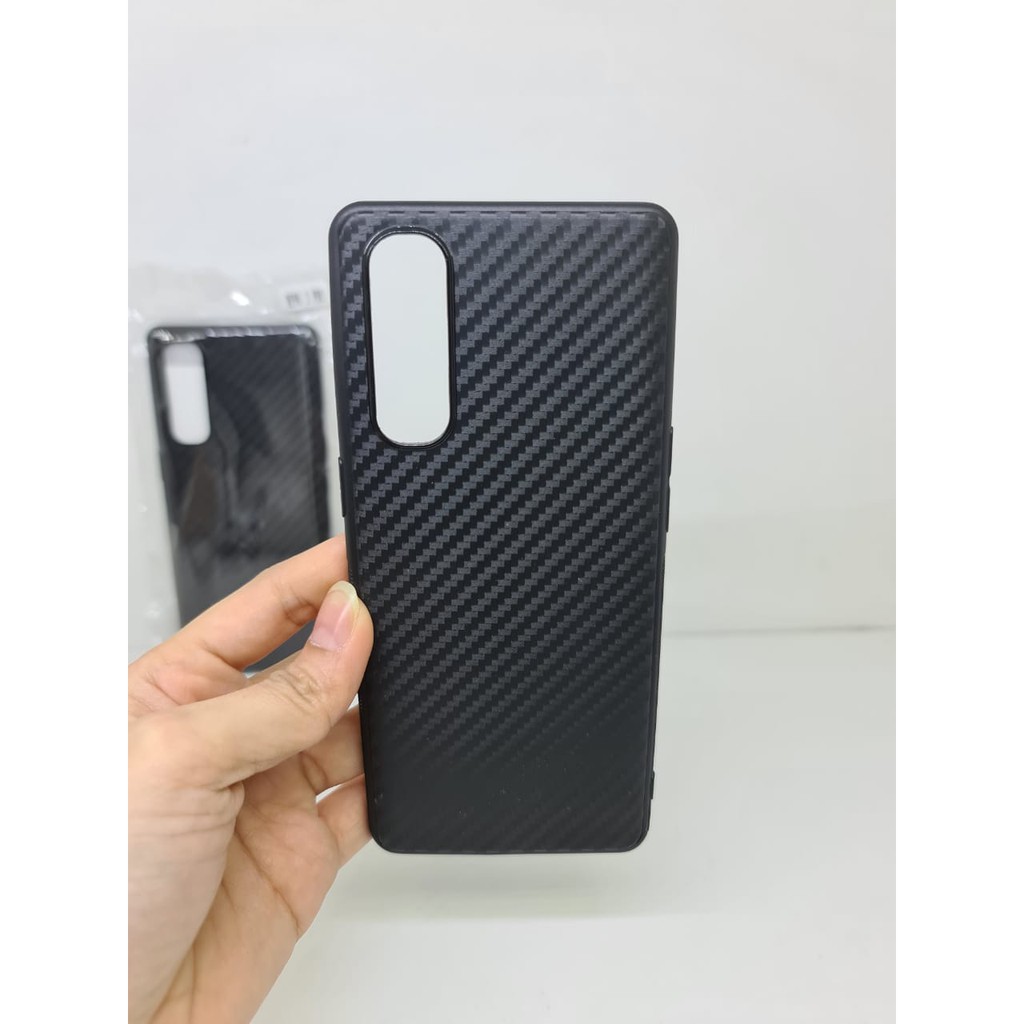 Soft Case Reno 3 Pro 6.4 inch Black TPU Slim FIBER Carbon Oppo Reno 3 Pro