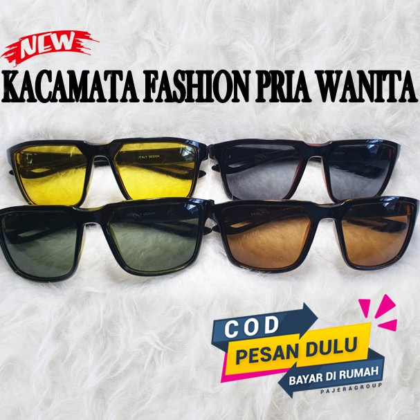 Kacamata Hitam Color Pria Wanita Fashion Big Frame New Style Kaca mata Gaya Sunglasses