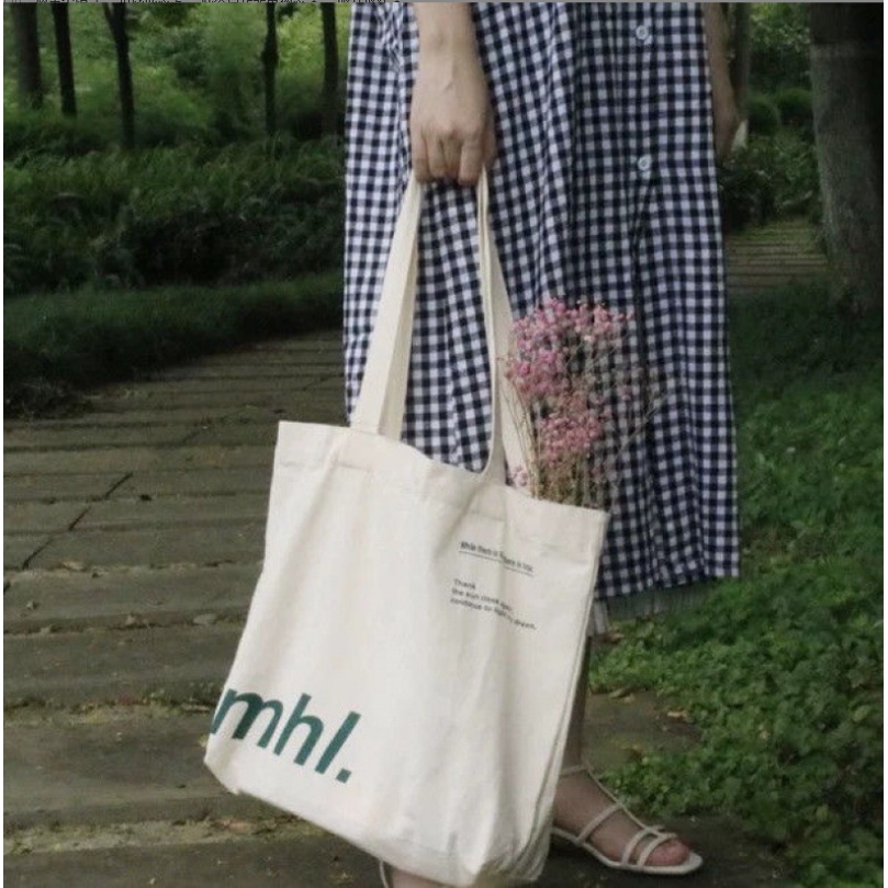 FINOM MACY - Tote Bag Kanvas Wanita Remaja Resleting Korean Style