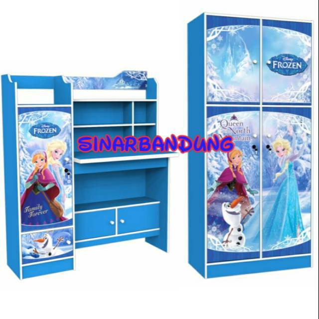 KAMAR SET ANAK MEJA BELAJAR + LEMARI PAKAIAN ANAK KARAKTER FROZEN HELLOKITTY