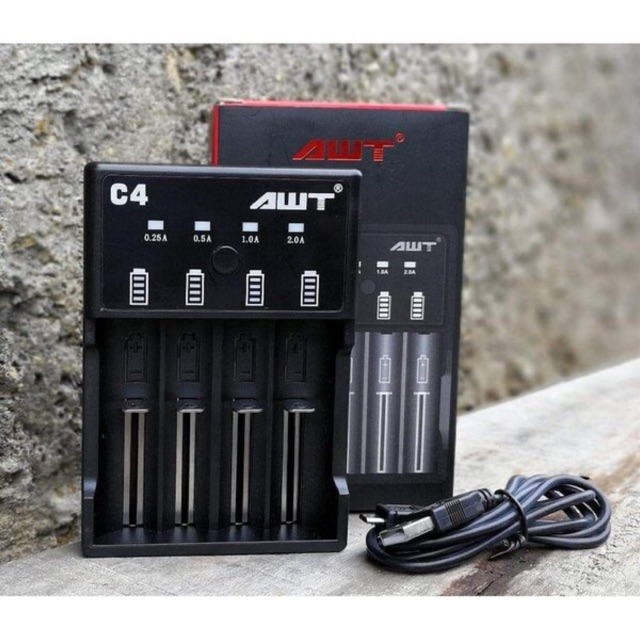 Charger 4 SLOT AWT C4 2A - charger baterai 4 SLOT AWT - charger 4 slot kabel