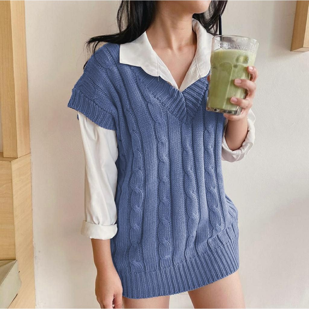 Top V Zalia Rajut Bahan rajut good quality (No Inner)