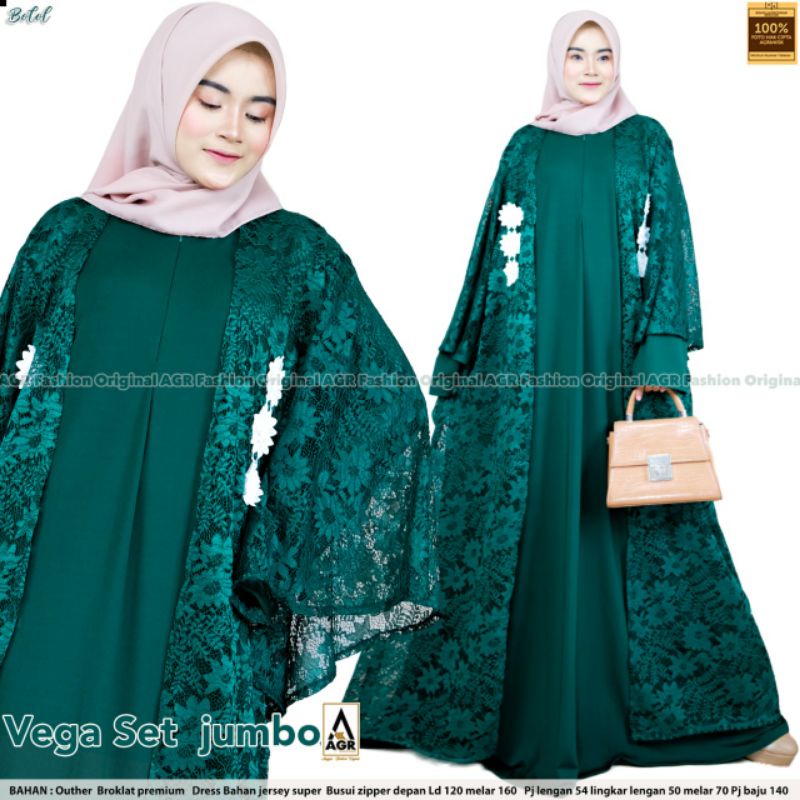 GAMIS WANITA TERBARU vega set jumbo matt jersey outer matt bruklat full furing ld 120melar 160 busui