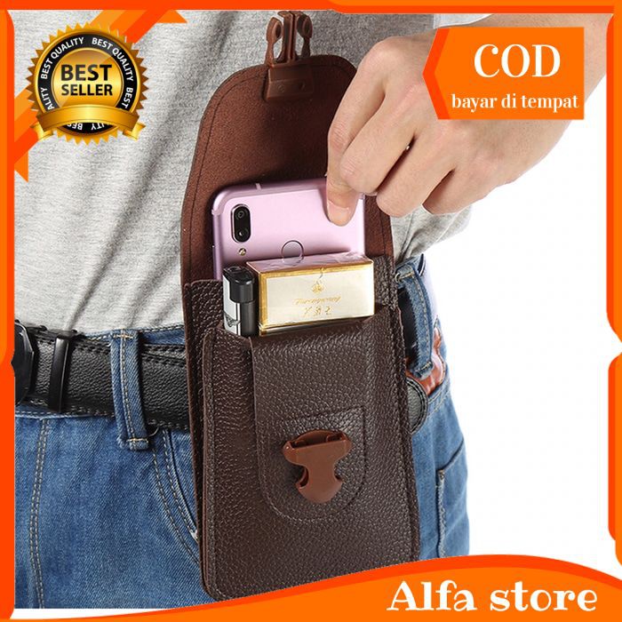 Tas Pinggang Pria Dompet Hp Kulit Pria / cowok laki sb70