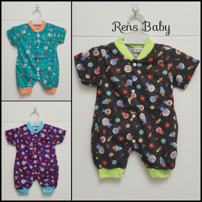 MOTIF SNI TOKARI Jumper halus terusan lengan pendek kancing depan perlengkapan bayi newborn baru lahir