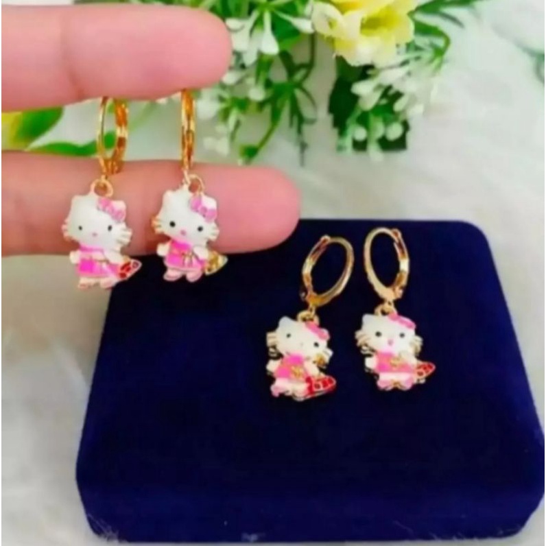 anting hello Kitty rosegold fashion anak wanita titanium original anti luntur