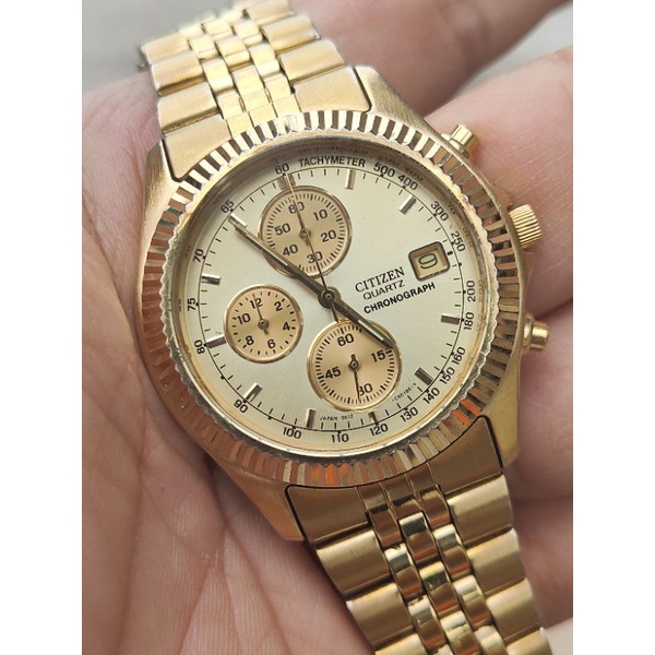 CITIZEN Quartz Chronograph Gold Color ORIGINAL