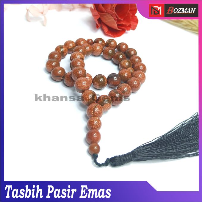 TASBIH BATU GIOK PASIR EMAS DIM 10MM ISI 33 BUTIR AKSESORIES IBADAH SHOLAT DZIKIR FASHION MUSLIM