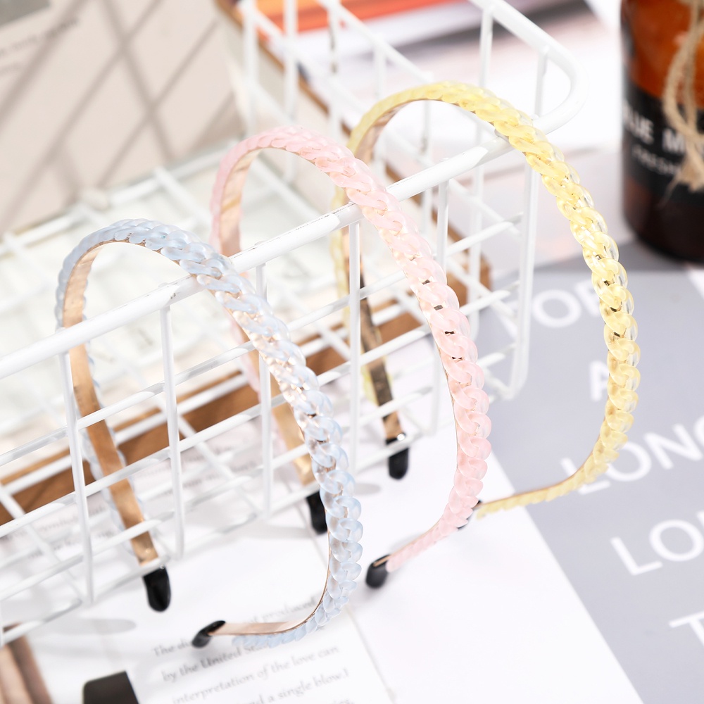 Headband Rantai Bahan Akrilik Gaya Korea Untuk Aksesoris Rambut Wanita