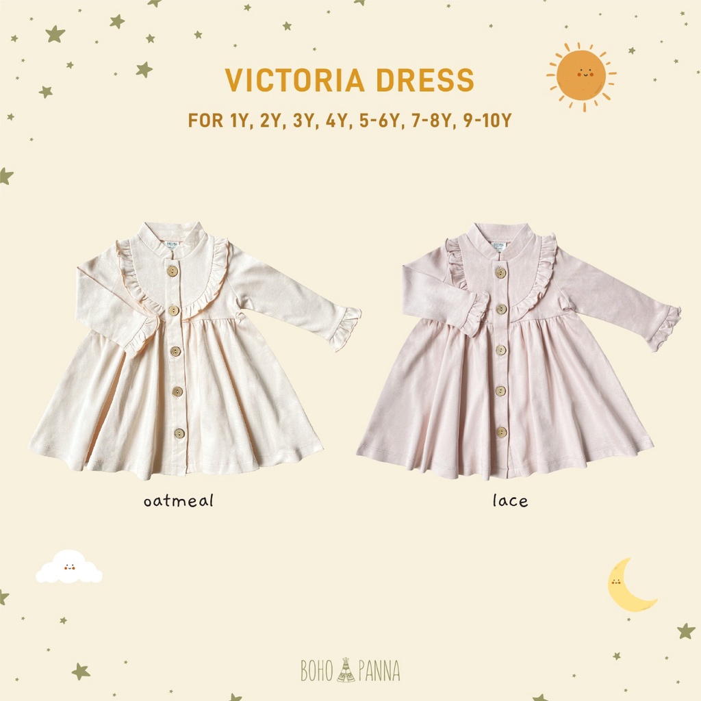 Bohopanna Daniela Dress 0-10 Tahun Dress + Scrunchie Anak Perempuan / Dress Lengan Panjang Anak Perempuan