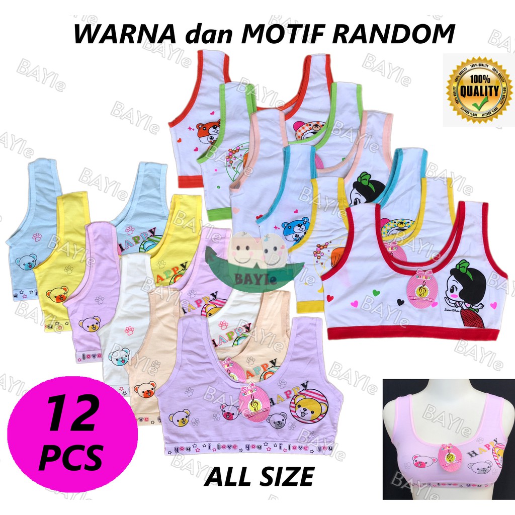 BAYIe - 12 PCS MINISET Anak SD SMP Remaja ABG Gadis Motif RANDOM DO RE MI / Pakaian Dalam Perempuan / Bra Mini Remaja