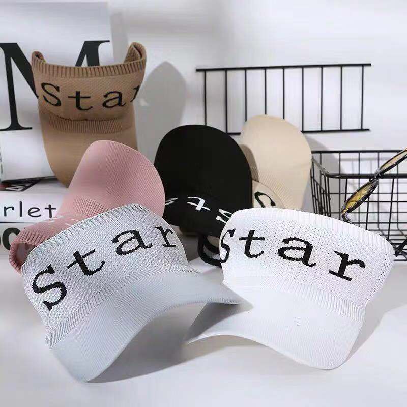 Topi Golf Tennis Rajut Katun Elastis Import Letter STAR Sun Visor Hat/Topi Olahraga Rajut Katun