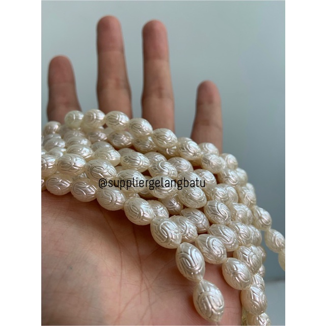 Mutiara Sintetis OVAL TELUR PASKAH 10MM WHITE PEARL manik aksesoris