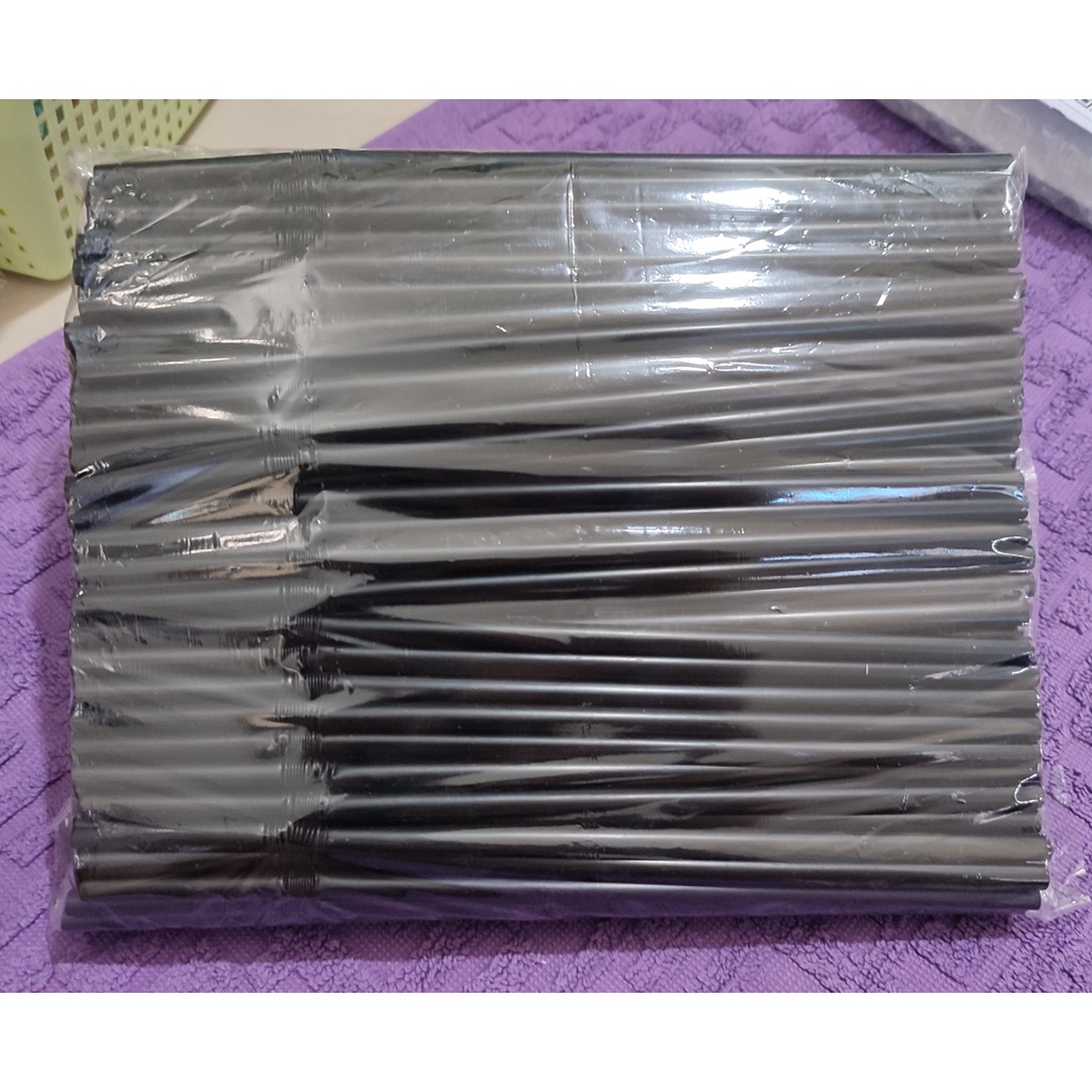 100 gram Sedotan Ulir Hitam 6mm panjang 22.5cm per 100gr