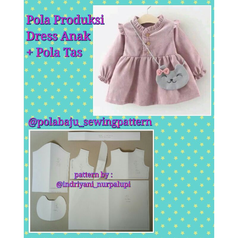 Pola Produksi Dress Anak 063 - Pola Tas - Pola baju - sewing pattern