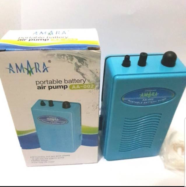 Aerator Aquarium 1 Lubang Pompa Gelembung Udara Aquarium Oksigen Hidroponik Amara AA 002 Paket Lengkap Portabel Portable Baterai Battery Airator Pump Batre Praktis Mudah Dibawa Aksesoris Ikan Murah