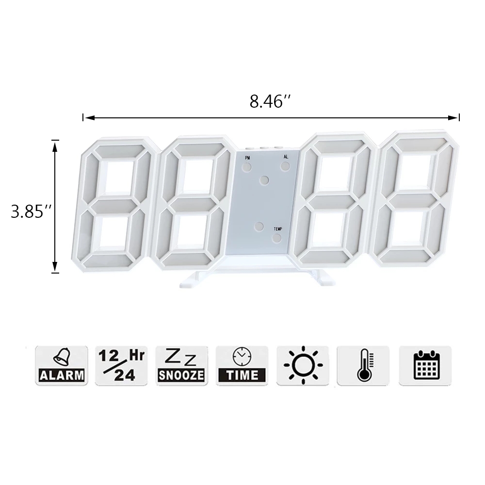 Otomatis Digital Kantor Ruang Tamu Kontrol Suara Pajangan Dekorasi Suhu Lampu LED 3D Meja Table Clock Kalender Tanggal Jam Weker Dinding Modern