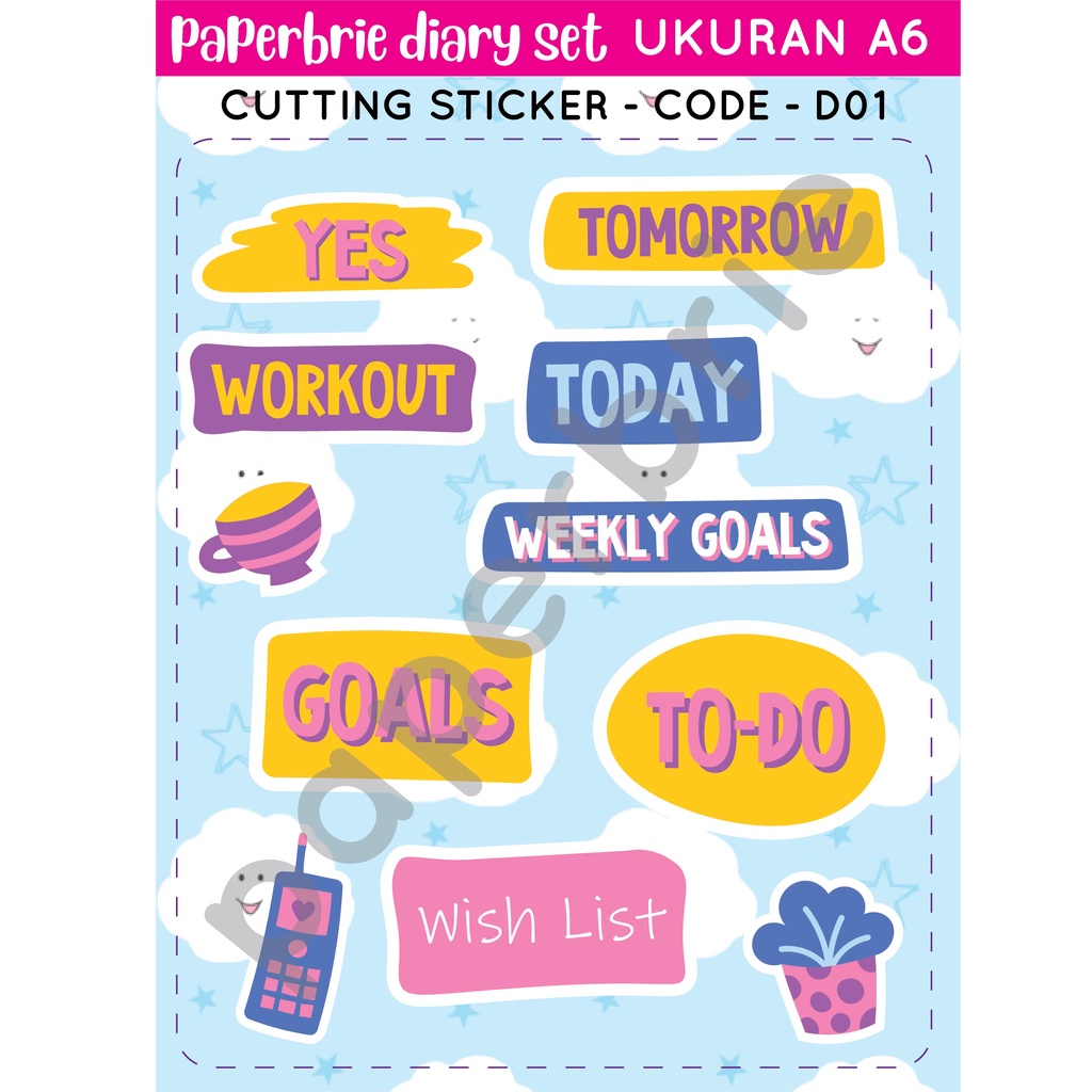 Set Stiker A6 Daily Diary Cute Pasti Suka Cutting Sticker tinggal kelupas Bisa untuk dekorasi Scrapbook 11 piece sticker/SET