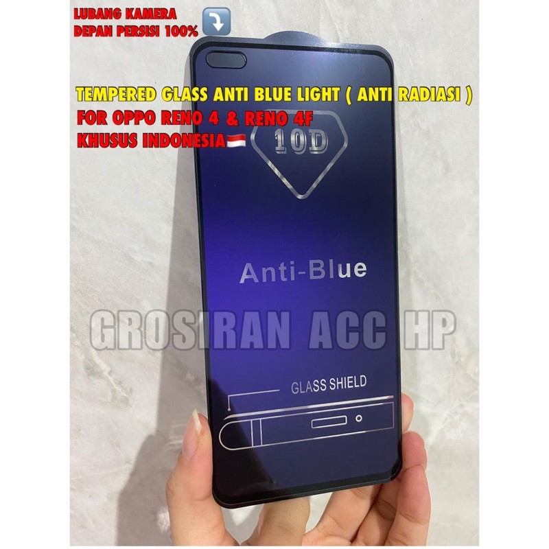 OPPO RENO7 7Z 6 5 5F RENO 4 RENO 4F RENO4 4G 5G Tempered glass Anti Radiasi Blue Light Full Cover 10D