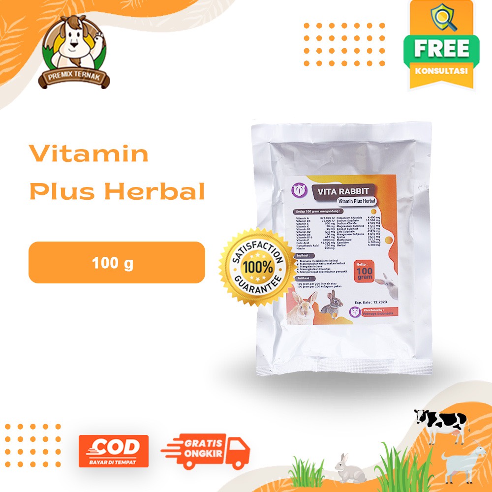 VITA RABBIT | VITAMIN PLUS HERBAL UNTUK KELINCI 100gr