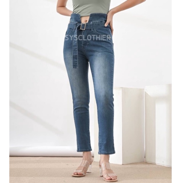 CELANA JEANS WANITA HW AGASSI BELT